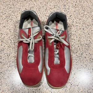 Authentic Prada sneakers in suede red for men size 11